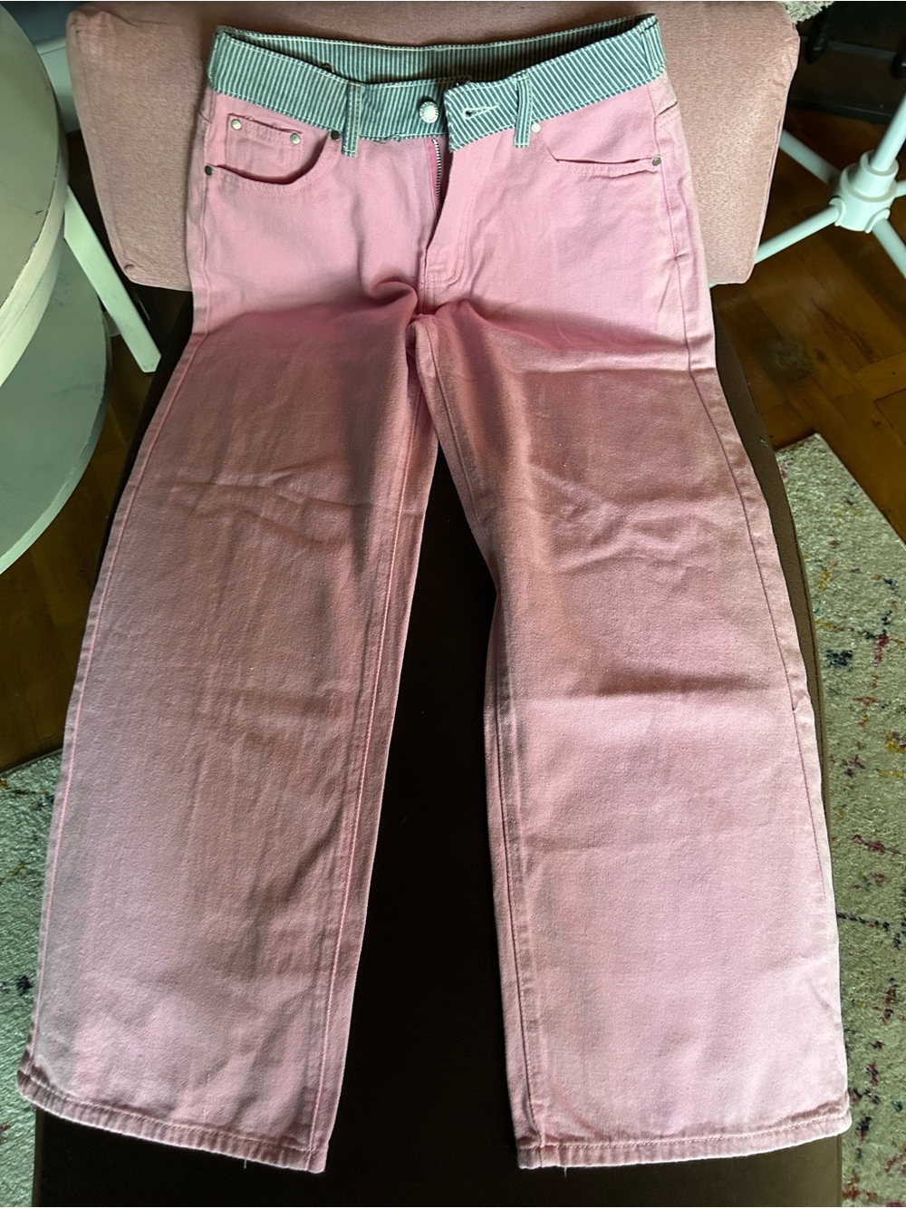 Unlisted Pink Straight-Leg Jeans with Striped Waistband